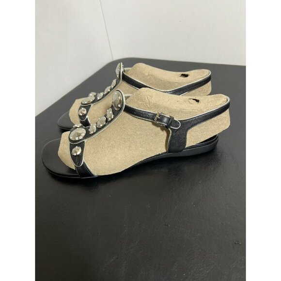 Nickels Soft Black T Strap Open Toe Sandals Adjustable Ankle Strap Size 8.5M - Picture 4 of 8